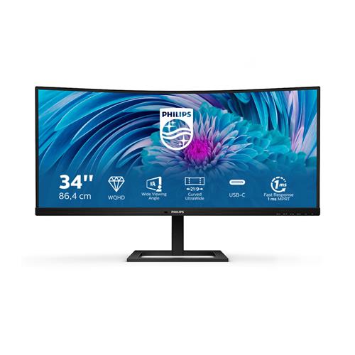 Philips E Line 346E2CUAE/00 computer monitor 86.4 cm (34") 3440 x 1440 pixels Wide Quad HD+ LCD Black