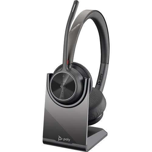 HP Poly Voyager 4320 UC Stereo USB-A Headset +BT700 USB-A Adapter +Charging Stand
